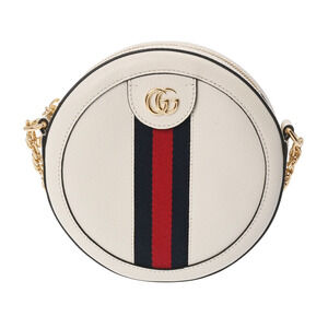 Gucci Ophidia Round Chain Shoulder Bag Ivory White Leather